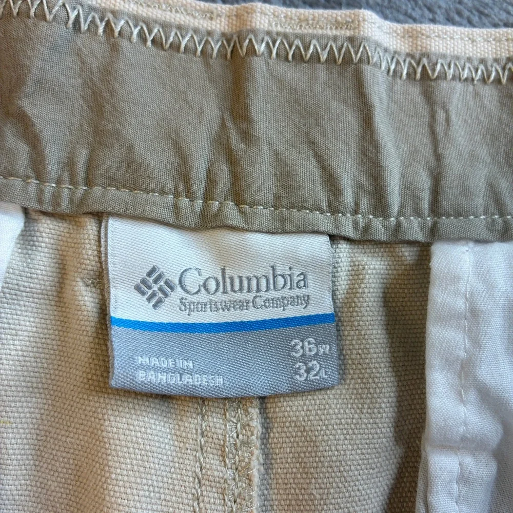 Columbia Mens Tan Khaki Cotton Canvas Utility Carpenter Pants 36x32 Straight Leg